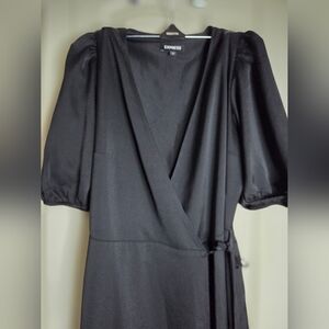Express Elegant Black Puff Sleeve Dress